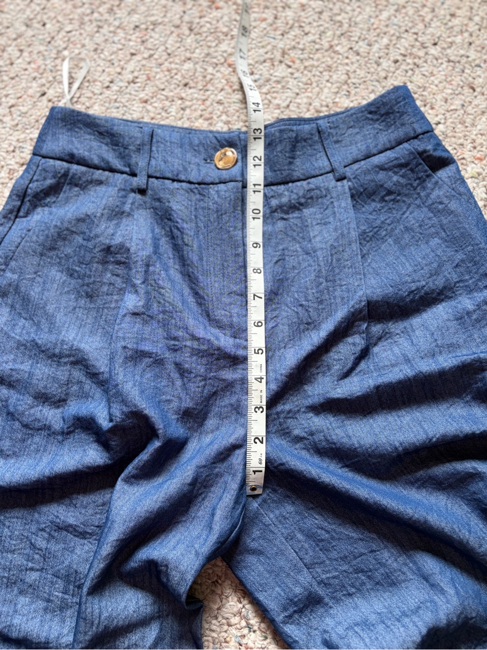 NWT Commense women’s medium crop tank top wide leg trouser chambray blue set - Picture 3 of 12